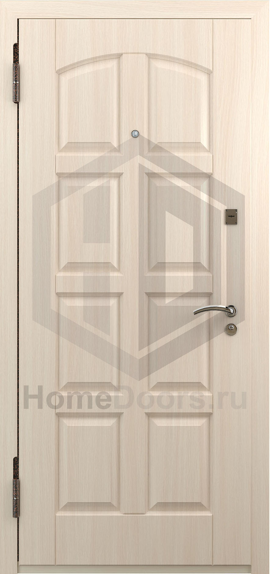 Входная дверь цвет белый дуб МДФ "Роял" фото