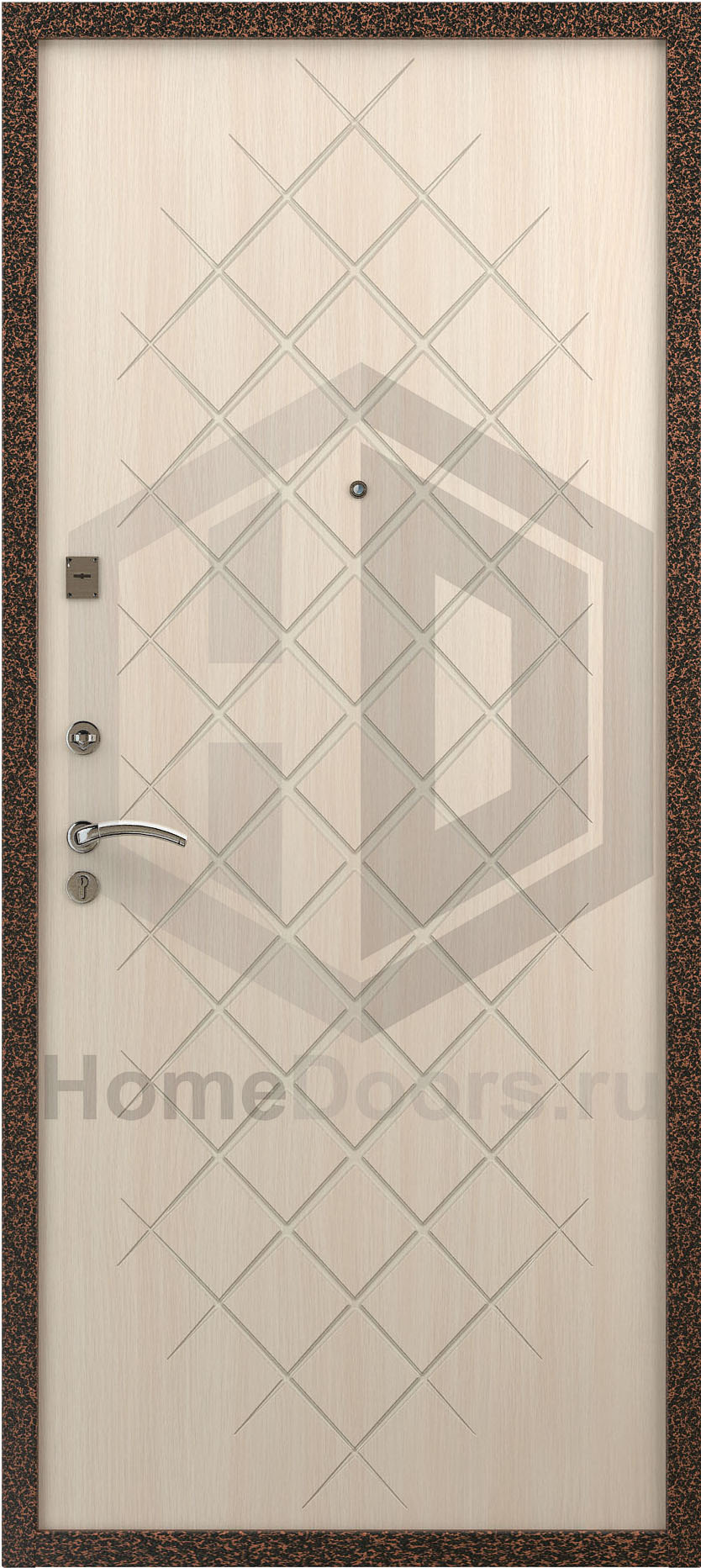 Входная дверь цвет белый дуб МДФ "Грани" фото