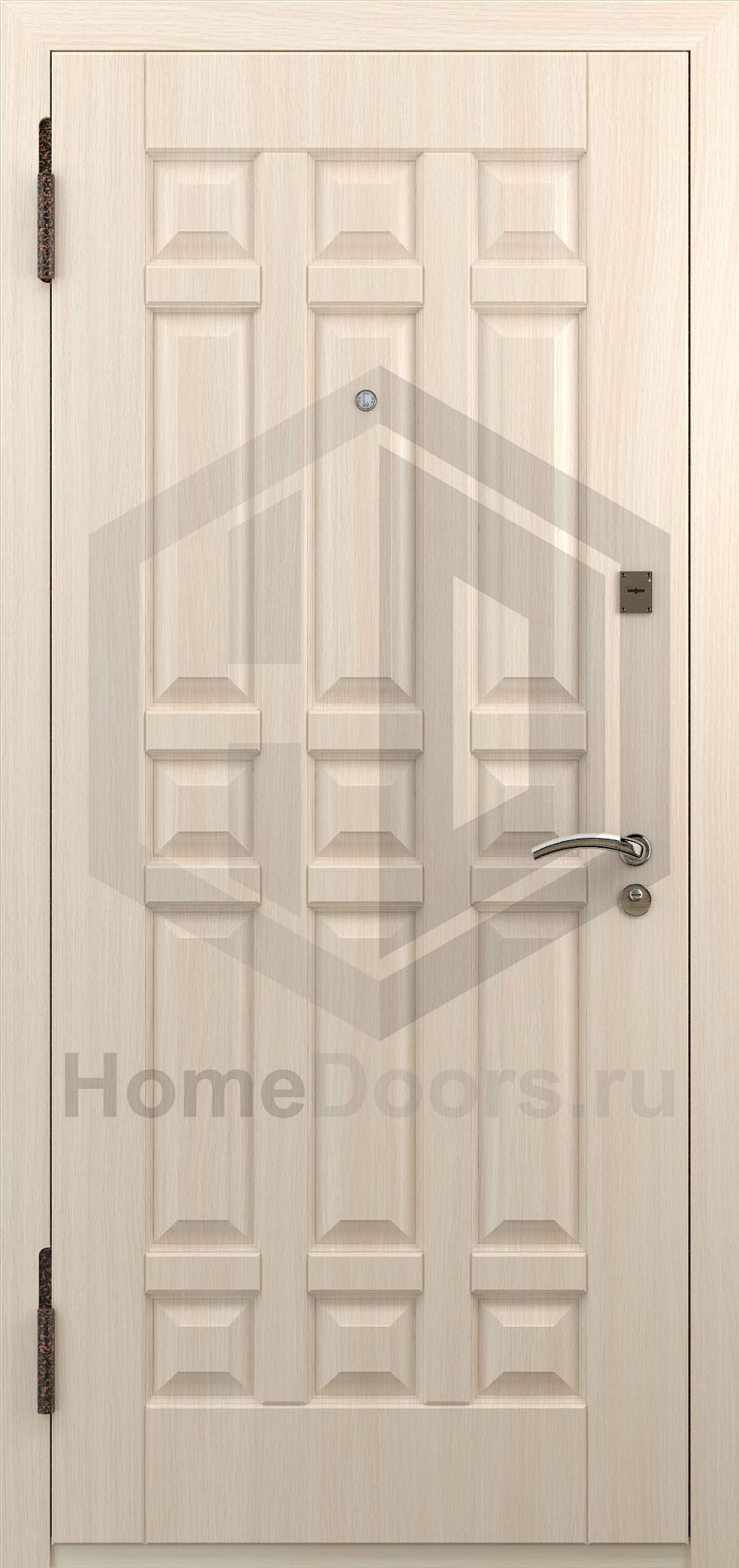 Входная дверь цвет белый дуб МДФ "Фаворит" фото