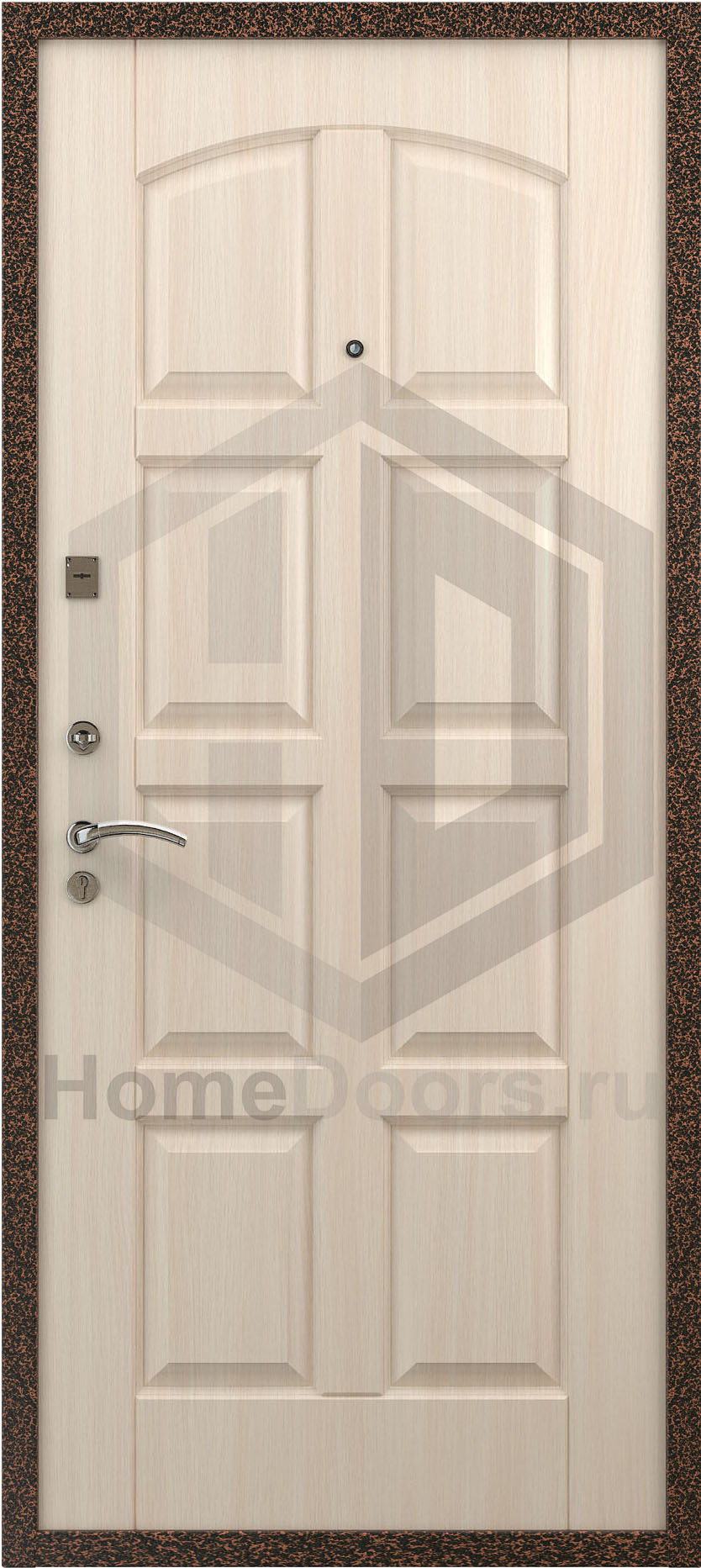 Входная дверь цвет белый дуб МДФ "Роял" фото