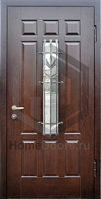 Входная дверь со стеклом и ковкой №43 фото