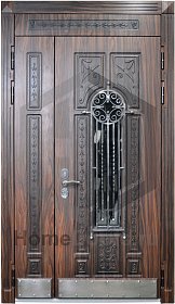 Входная дверь со стеклом и ковкой №21 фото