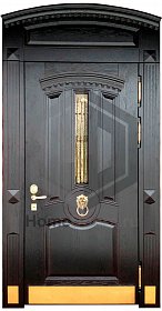 Входная дверь со стеклом и ковкой №33 фото