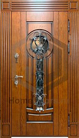 Входная дверь со стеклом и ковкой №37 фото