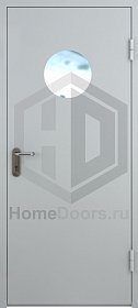 Однопольная противопожарная дверь EI-60 с круглым стеклом фото